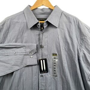 NWT Synergy Mens 3XL Woven Vertical Dobby Stripe 100% Cotton Button Down Shirt